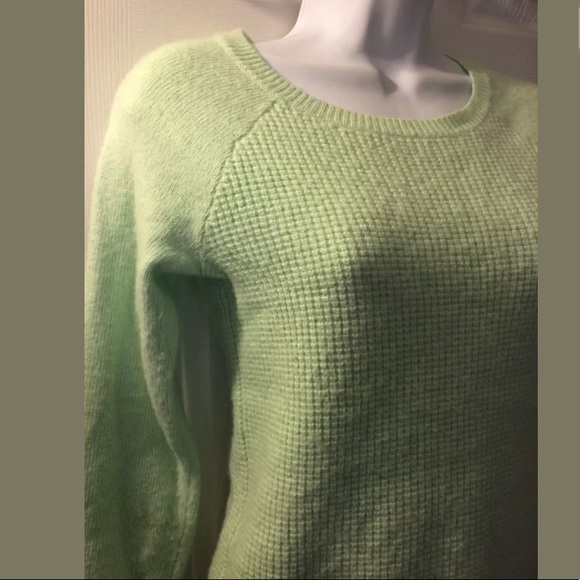 J. CREW Warmspun Waffle Knit Sweater Mint Green Aqua Knit Pullover Textured Crew - Picture 5 of 13